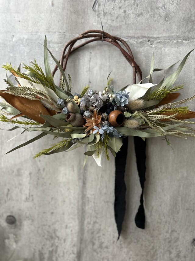 W25018 ワイルドフラワーのツルリース | iichi 日々の暮らしを