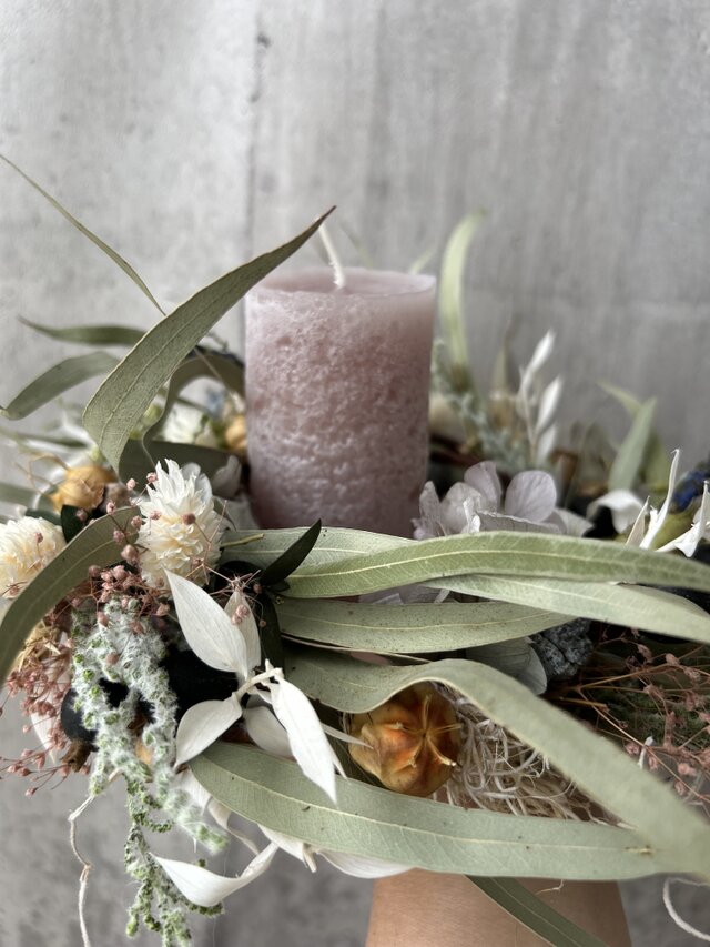 W25020  レトロカラーのキャンドルリース