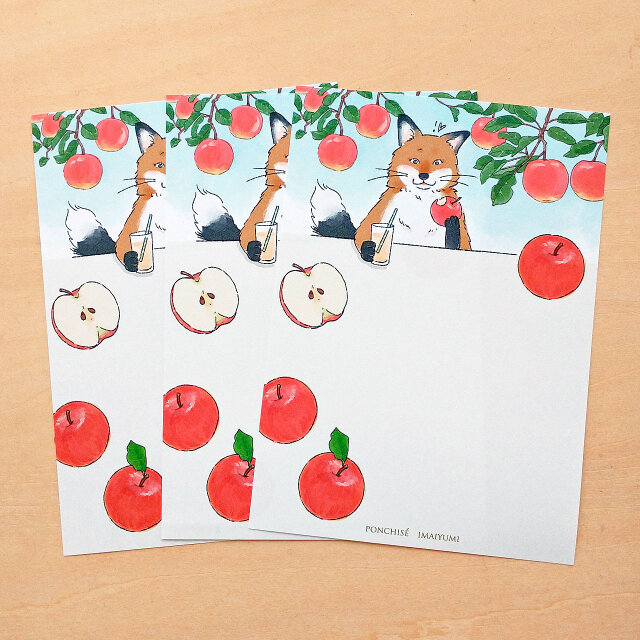 きつねのスマリくん　ご当地メモ紙　青森りんご