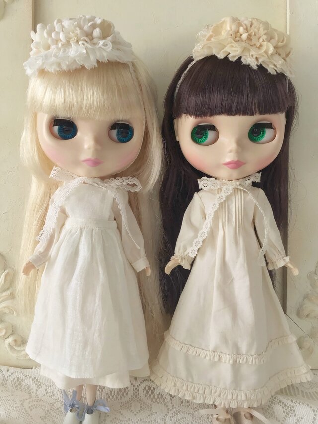 アンティーク ミニョネット ドール お花レース髪飾りの女の子 チュール