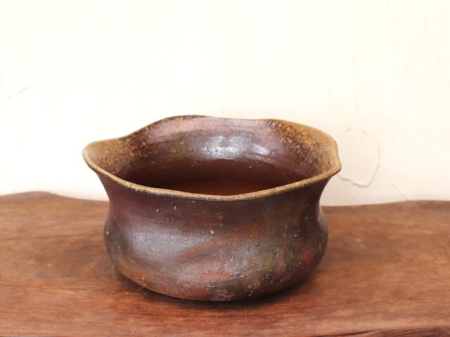 花瓶 備前焼 備前焼 6寸 丸 壺形 花入（花瓶）