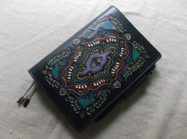 ほぼ日手帳仕様 B6サイズレザー手帳カバー 刻印＆拭き染め