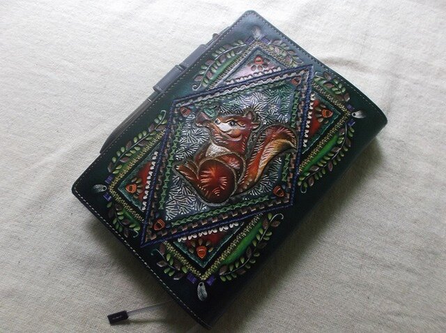 ほぼ日手帳仕様 B6サイズレザー手帳カバー 刻印＆拭き染め
