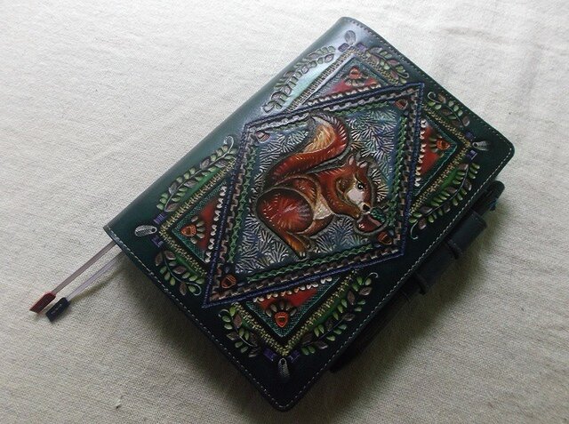 ほぼ日手帳カバー仕様　B6サイズ手帳カバー 刻印、拭き染め 牛革 ほぼ日手帳仕様 B6サイズレザー手帳カバー 刻印＆拭き染め
