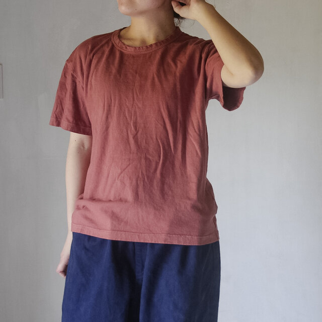 草木染　organic cotton  Tee / 小豆色 / 男女兼用3サイズ