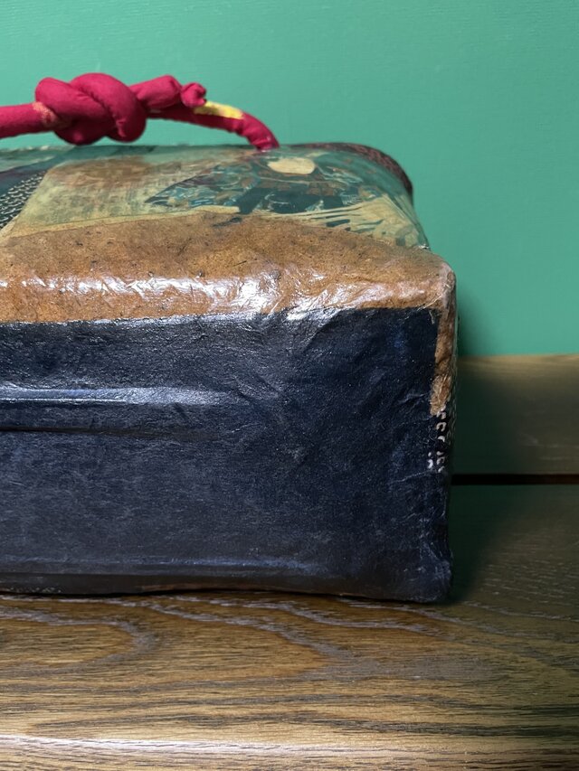 一閑張り　一閑張りバッグ　古文書　着物　帯　和紙　火消し　浴衣　大正　法被　帆布 古布 和柄 一閑張り バッグ かごバッグ 着物リメイク 和装
