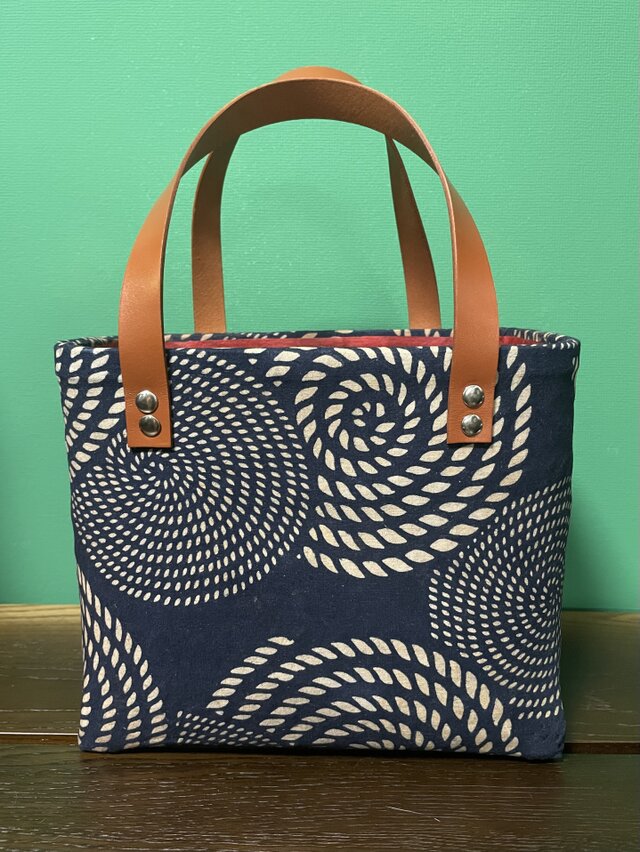 一閑張りバック/愛染/和紙/和柄/青系（IKK014）