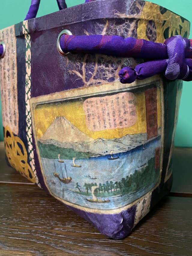 一閑張りバック/天女の羽衣/和紙/和柄/黒紫系（IKK017） | iichi 日々