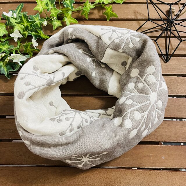 ☆北欧柄☆肌に優しい天然素材☆12重ガーゼねじりスヌード☆かぶるだけでオシャレ☆手間かからず☆