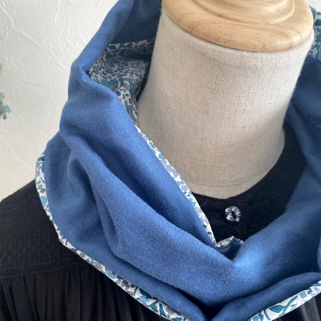 FUWARA☆ガーゼスヌード☆ハンドメイド ♡ふわふわ国産スラブダブルガーゼのスヌード♡サックスブルー