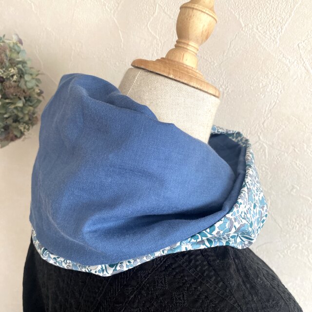 FUWARA☆ガーゼスヌード☆ハンドメイド ♡ふわふわ国産スラブダブルガーゼのスヌード♡サックスブルー