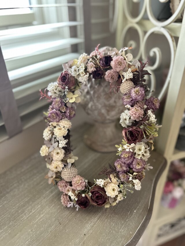 オーバルリース ドライフラワー風ローズ | iichi 日々の暮らしを