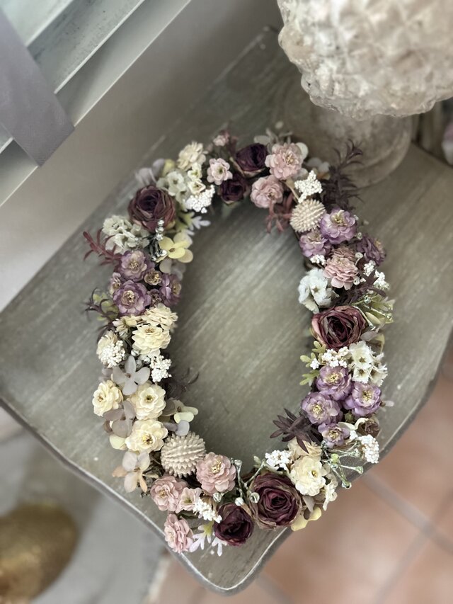 オーバルリース ドライフラワー風ローズ | iichi 日々の暮らしを