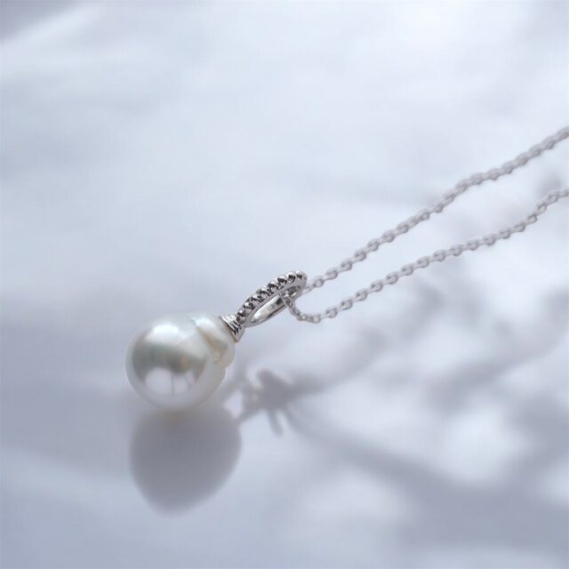 美品 白真珠 パール ネックレス シルバー パールネックレス レディース 真珠ネックレス ステンレス