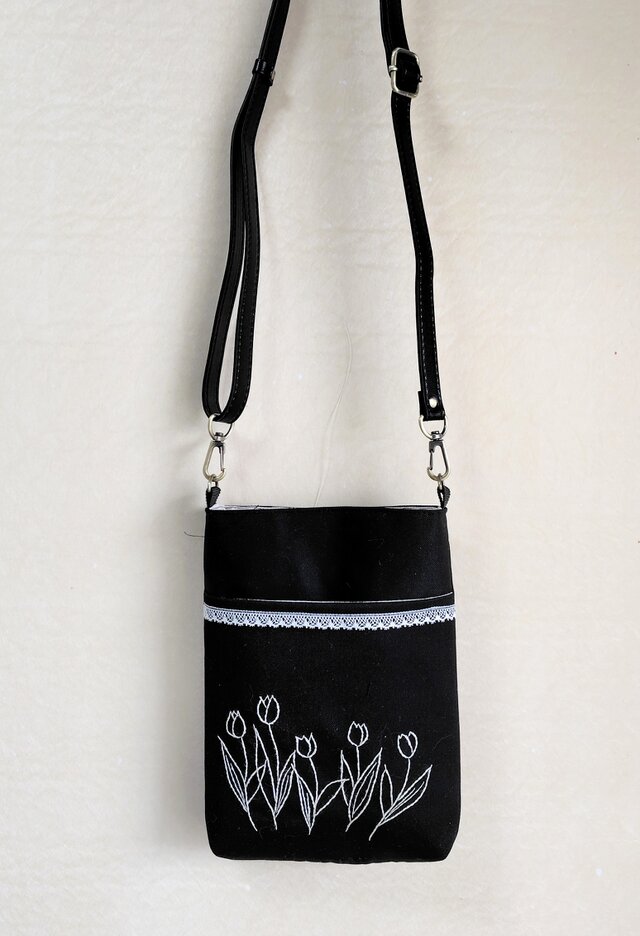 手刺繍 ショルダー バッグ 黒 | iichi 日々の暮らしを心地よくする