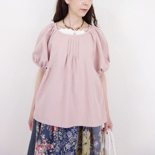 [予約販売] ときめきピンタック・ピンクワッシャーのドルマンプルオーバー