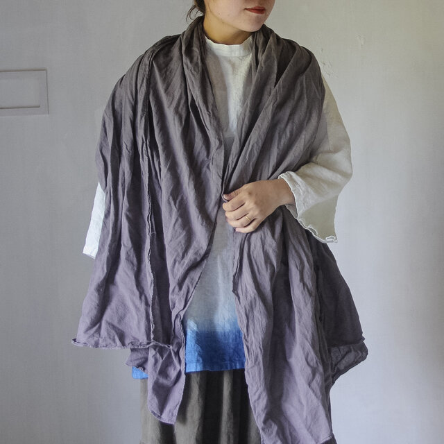 草木のcotton shawl / 淡藤色