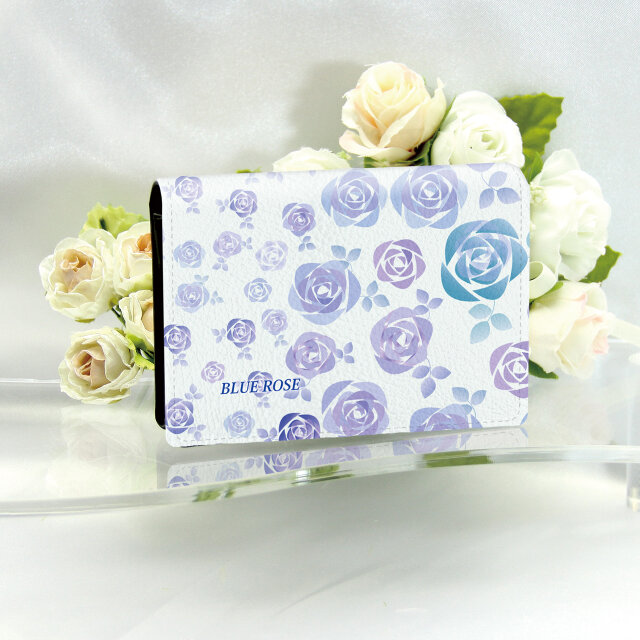 名刺ケース・名刺入れ【スィートブルーローズⅡ】（名入れ可）
