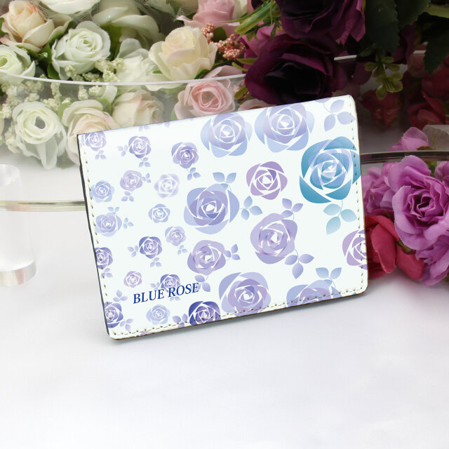 定期入れ/パス入れ/名刺入れ  カードケース 【スィートブルーローズⅡ】（名入れ可）