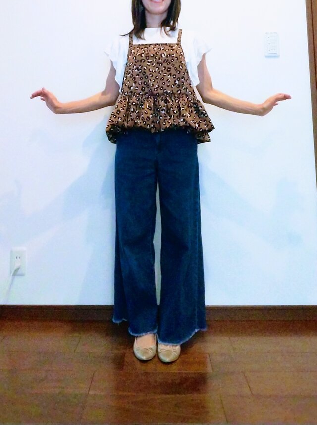 レオパード柄バルーンフリルのキャミソール