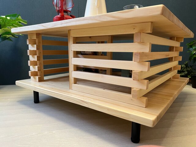 【送料無料】 ローテーブル 和風 木組格子形 90cm パイン ウォルナット ローテーブル 和風 木組格子形 80cm角 パイン ナチュラル