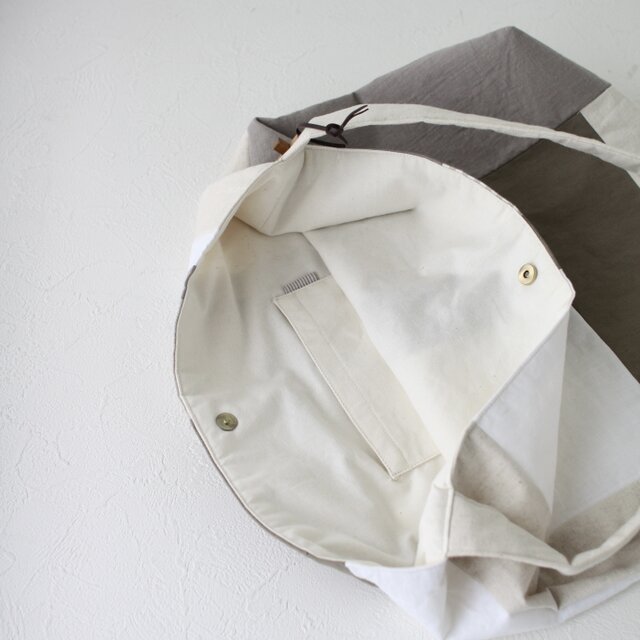 布合わせ｜コットン・リネンのショルダーバッグ｜茶×白×ベージュ