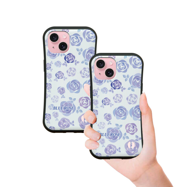 グリップケース iPhoneケース【スィートブルーローズⅡ】（名入れ可）