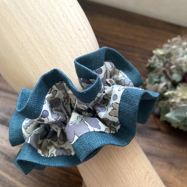 大人フリルシュシュ　＊リネン×リバティ＊