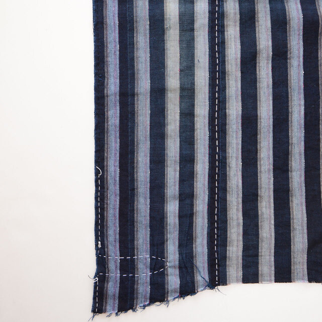 昭和初期〜中期 縞模様の古布3枚セット｜木綿の襤褸布・手縫い継ぎ接ぎ