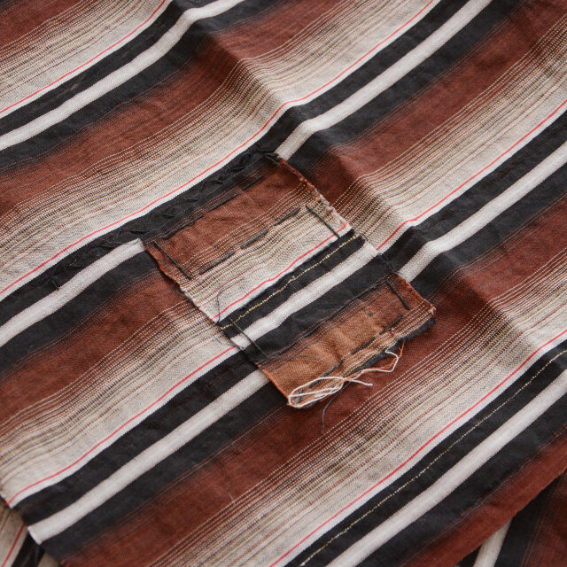 昭和初期〜中期 縞模様の古布3枚セット｜木綿の襤褸布・手縫い継ぎ接ぎ
