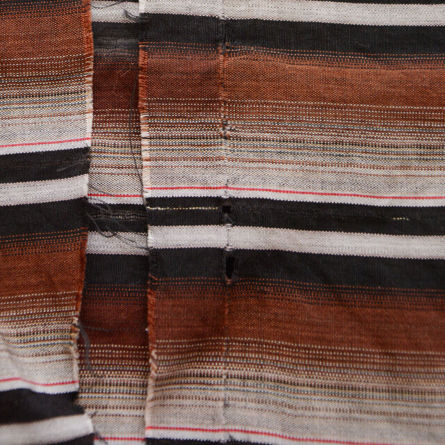 昭和初期〜中期 縞模様の古布3枚セット｜木綿の襤褸布・手縫い継ぎ接ぎ