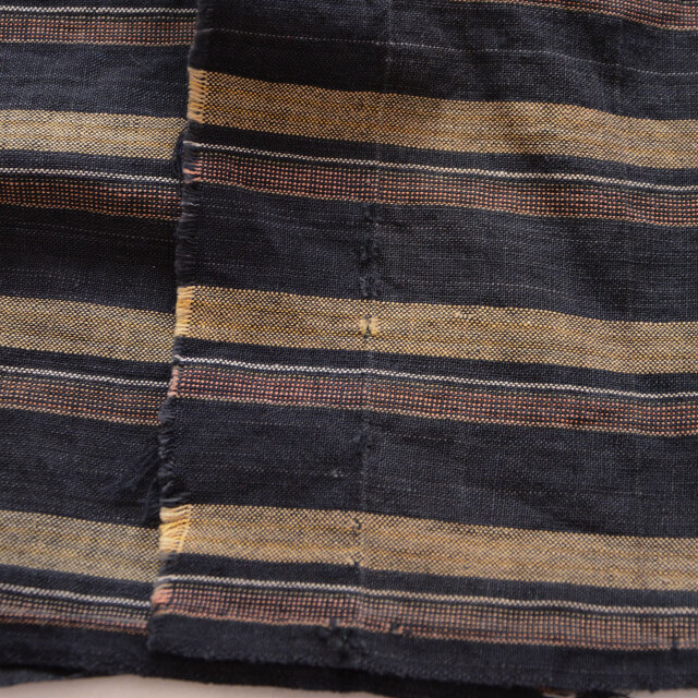 昭和初期〜中期 縞模様の古布3枚セット｜木綿の襤褸布・手縫い継ぎ接ぎ