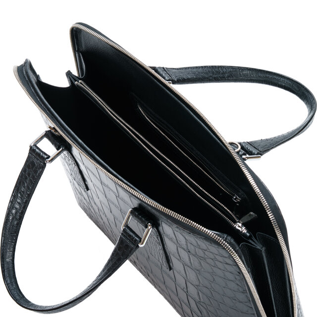 ◎美品◎JRA リアルクロコダイル ビジネスバッグ 2way A4収納 ブラック ビジネスバッグ クロコダイル マットブラック 黒 ワニ革