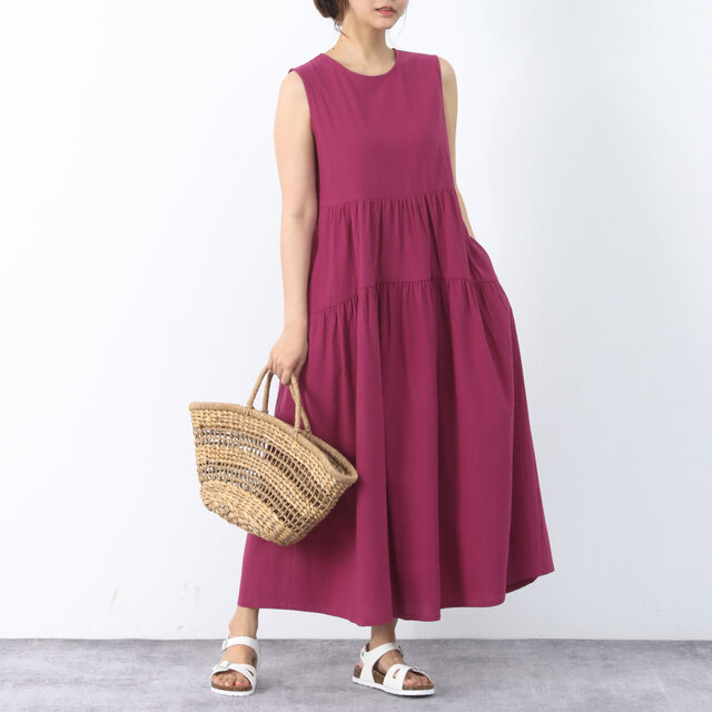 26色展開 コットン ギャザー　ロングワンピース ♪オーダーサイズ可