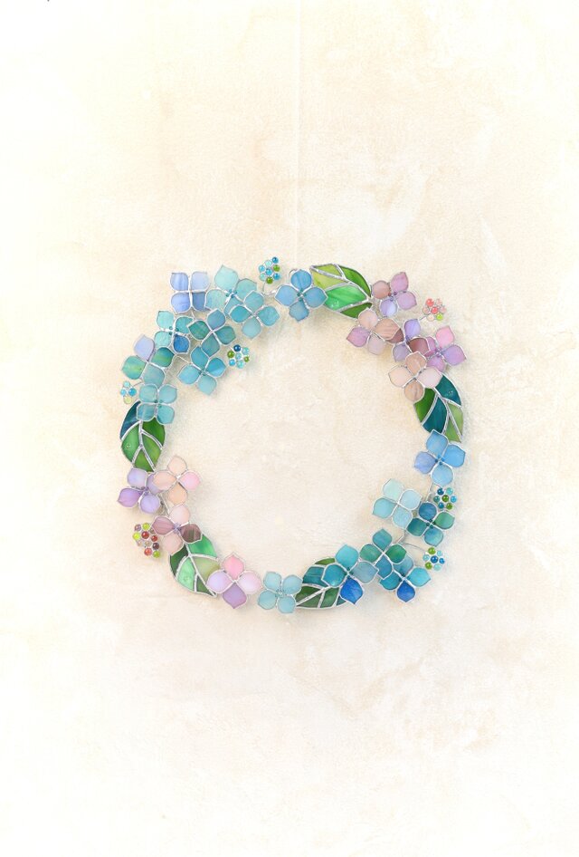 ６月・あじさい ＜12ヶ月のリース＞ ✣《 ステンドグラス 》