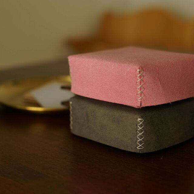 イタリアンレザー 蓋付きレザー小物入れ グレー ふた付きレザー小物入れ】おしゃれ収納ケース｜イタリアンレザー