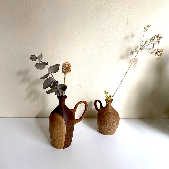 ドライフラワー用一輪挿し ウォールナット×オーク | iichi 日々の