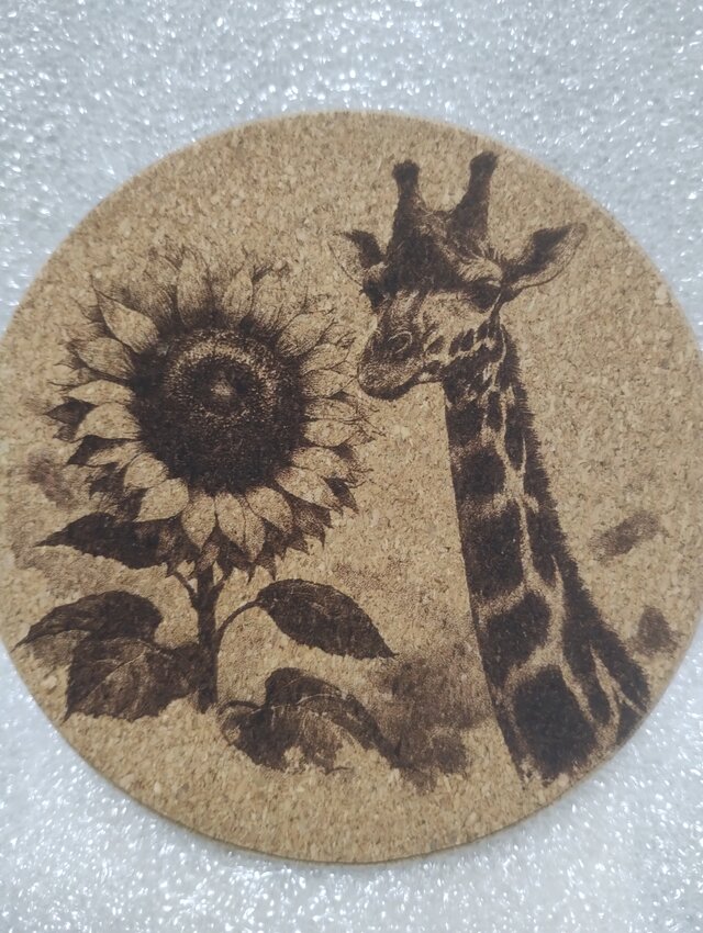 コースター　キリンとヒマワリ