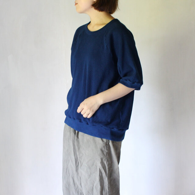 waffle-relax 5sleeve / 群青色 / 藍染め