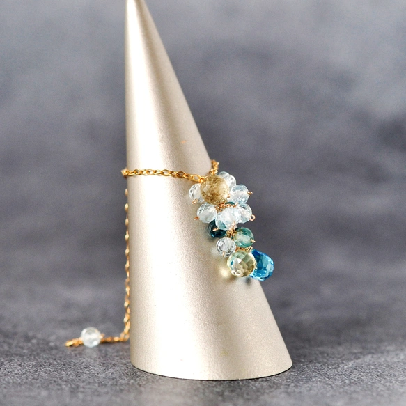 14kgf 天然石 ロンドンブルートパーズ チェーンリング 指輪