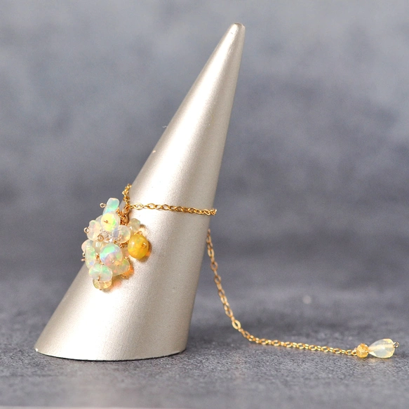 14kgf/エチオピア産プレシャスオパール　スライドチェーンリング〜〜幻彩（げんさい）