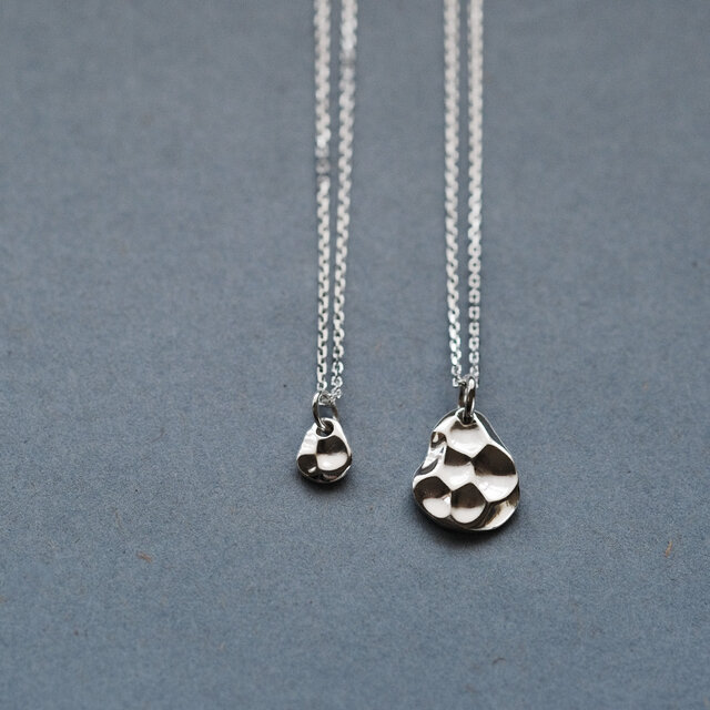 2コset) クレーター テクスチャー ペア ネックレス シルバー925