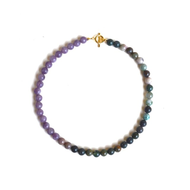 インディアンアゲートとレピドライトのネックレス◆送料無料♪