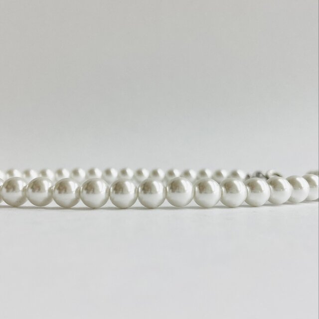 ガラスパールチョーカーネックレス/6mm約33cm+5cm/ホワイト/R/made in