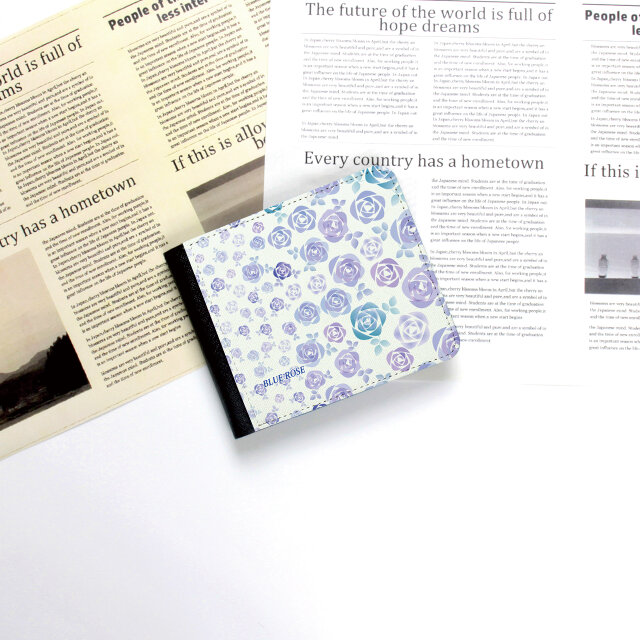 （送料無料）二つ折り財布（かぶせ蓋タイプ）【スィートブルーローズⅡ】（名入れ可）