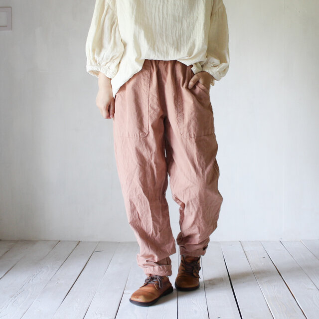 iroha｜草木染めコットンパンツ／桜鼠色・テーパード・ユニセックス