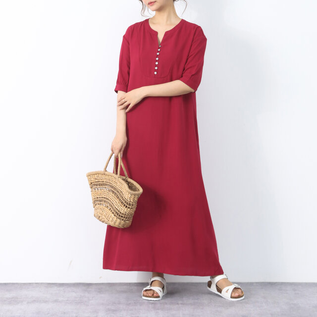 ひんやり　夏生地　半袖　ロングワンピース ♪オーダーサイズ可