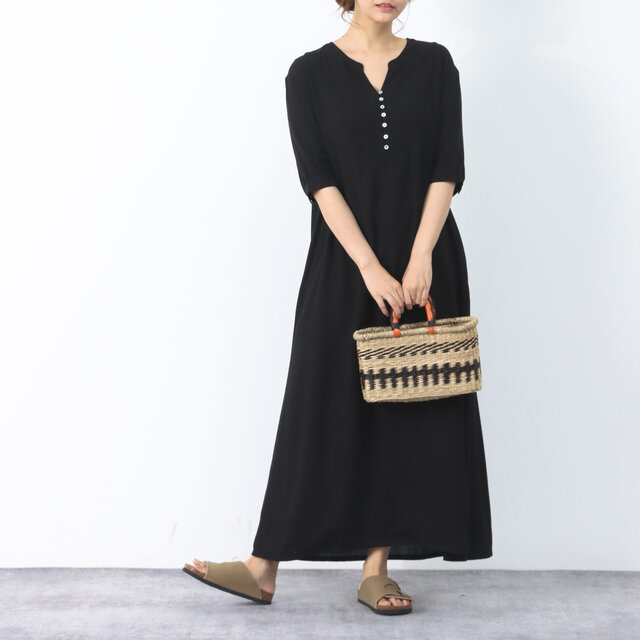 ひんやり　夏生地　半袖　ロングワンピース ♪オーダーサイズ可