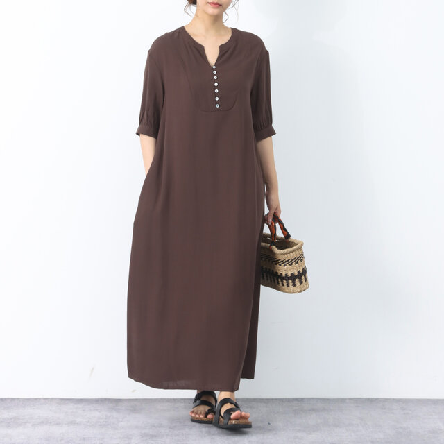 ひんやり　夏生地　半袖　ロングワンピース ♪オーダーサイズ可