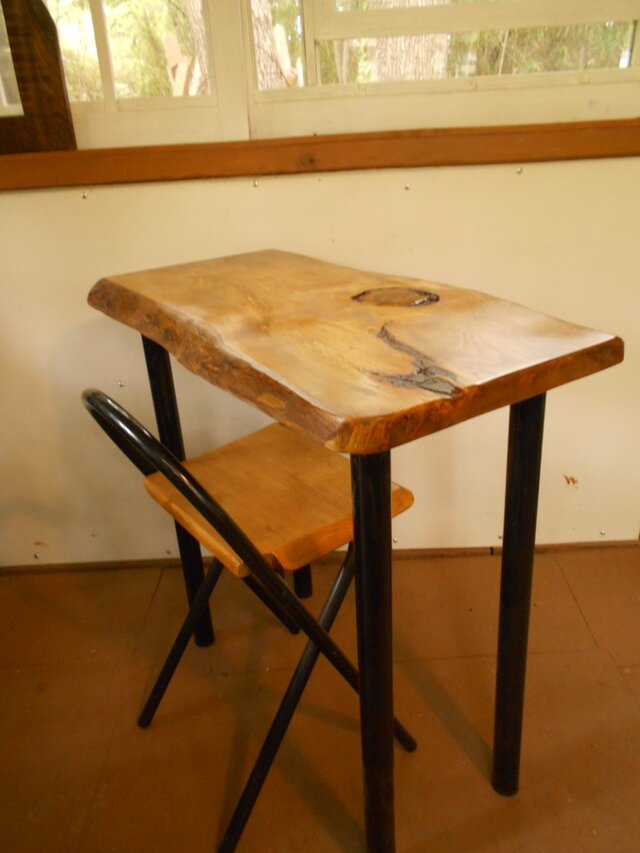 榧木（かやの木）アイアンテーブル　06-01　 (テーブルのみ）